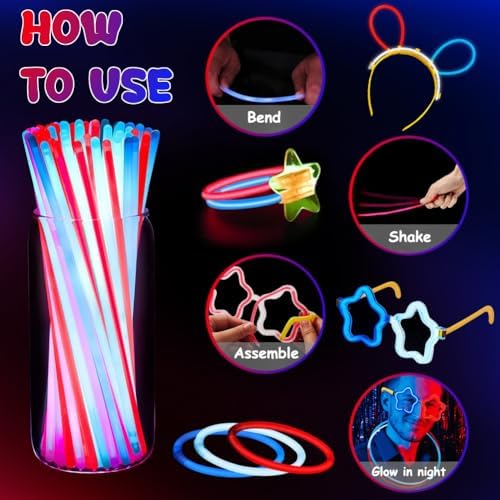 LUKBERA 212pcs Glow Sticks Party Favors for Independence Day