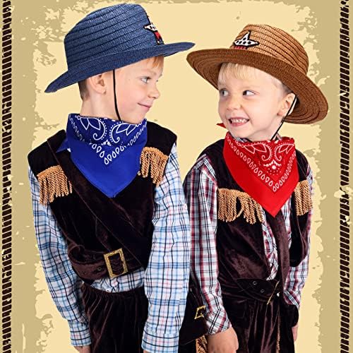 Yahenda 48 Piece Cowboy Hats Set with Colorful Bandanas