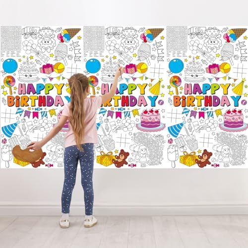 Giant Happy Birthday Coloring Tablecloth for Kids