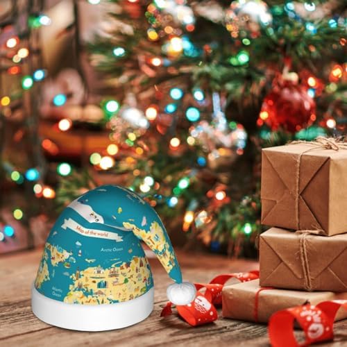 World Map Santa Hat for Kids Baby Christmas Costume Headwear