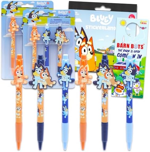 Bluey Pens for Kids Set 6 Pack Party Favor Bundle