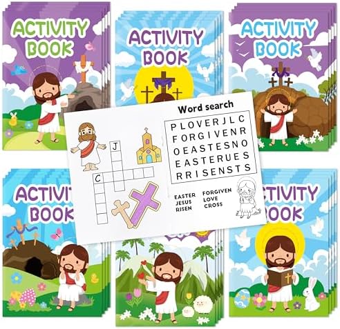 Easter Activity Books for Kids - 24 Pcs Mini Games Coloring Set
