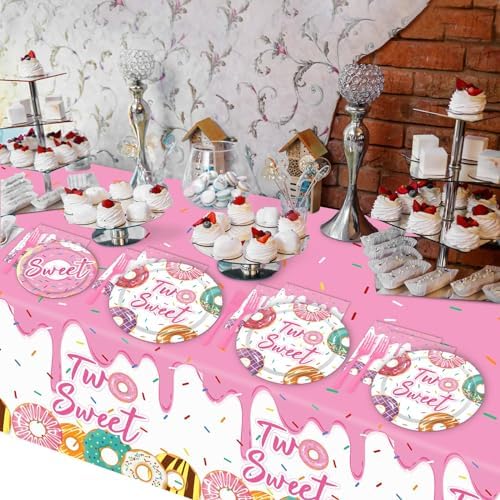 ZOIIWA 98 Piece Two Sweet Donut Party Tableware Set