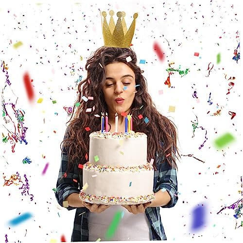 VICASKY 12pcs Glitter Birthday Crowns for Kids Party Decorations and Photo Props