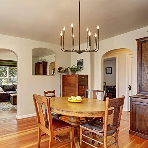 LALUZ Chandelier with Dark Brown Speckled Finish 26 Dia Dimmable
