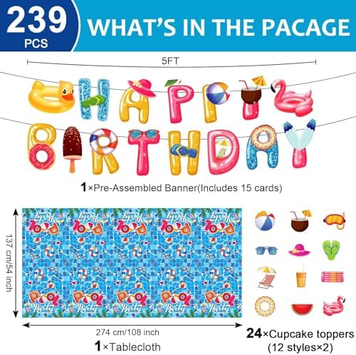 239Pcs Summer Beach Pool Party Tableware Set