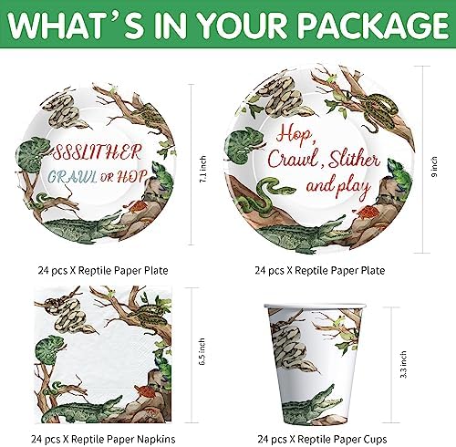Reptile Birthday Party Plates Set for 24 Guests