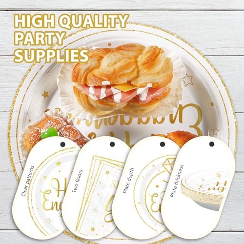 Grencian 96Pcs Happy Engagement Plates Napkins Set