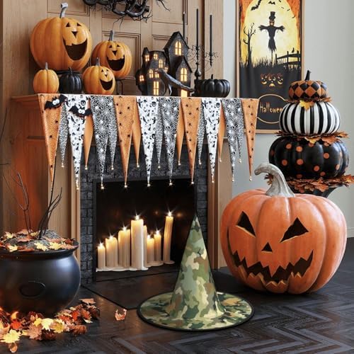 Witch Hats Halloween Cone Wizard Hat Green Brown Camouflage