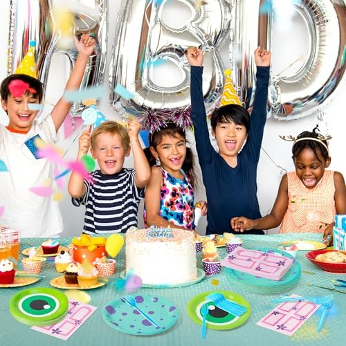 Monster Birthday Party Supplies 96pcs Plates Napkins Forks Set