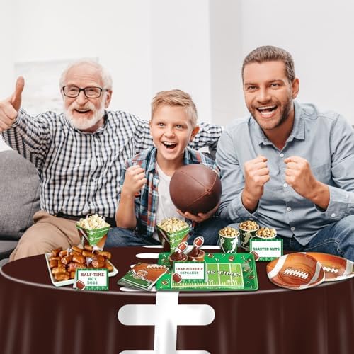 Football Print Tablecovers 84x84 Inch Set of 9 Dark Brown