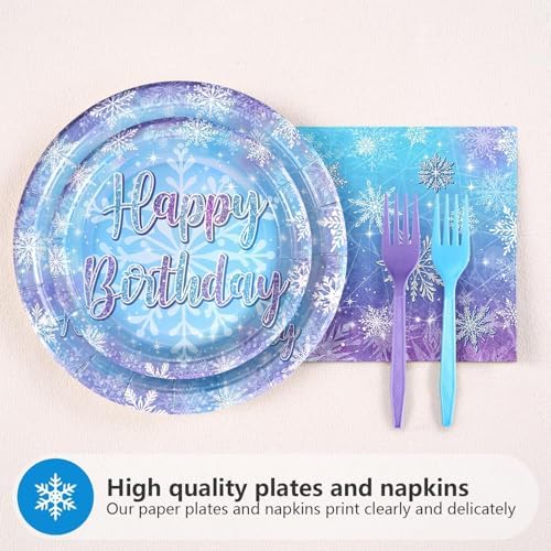 Frozen Themed Party Plates with Snowflake Design for 3rd Birthday