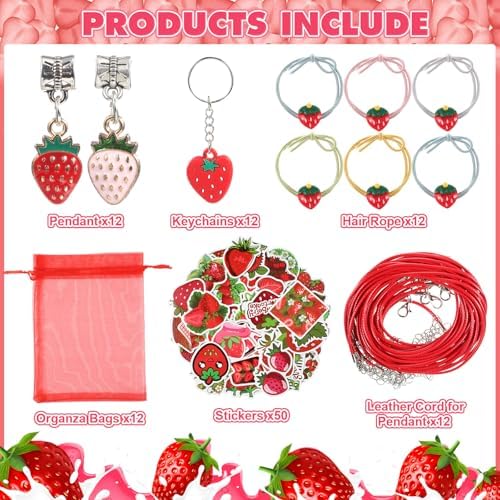 Blosssound 170 Pcs Strawberry Party Favors Set