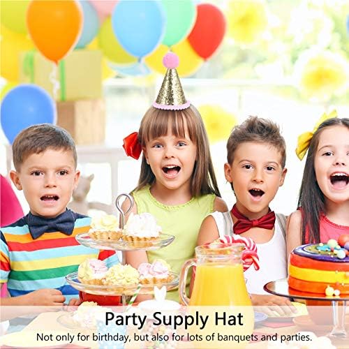 Pink Pom Pom Sequin Birthday Party Hat for Kids