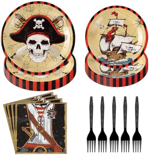 Grencian Pirate Party Tableware Set 96 Pcs Serves 24
