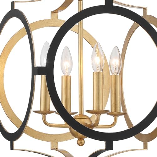 Crystorama Odelle 4 Light Black and Antique Gold Chandelier