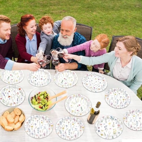 60Pcs Wildflower Party Plates 7 Inch Floral Tableware Set