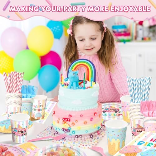 300 Pcs Ice Cream Plates Napkins Cups Forks Set Serves 50 Guests