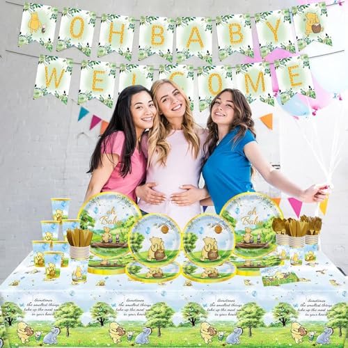 177pcs Vintage Winnie The Pooh Baby Shower Tableware Set