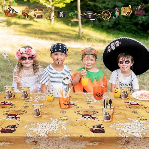 3Pcs Pirate Treasure Map Tablecloth for Kids Party