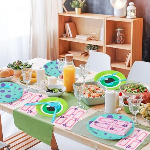 Monster Birthday Party Supplies 96pcs Plates Napkins Forks Set
