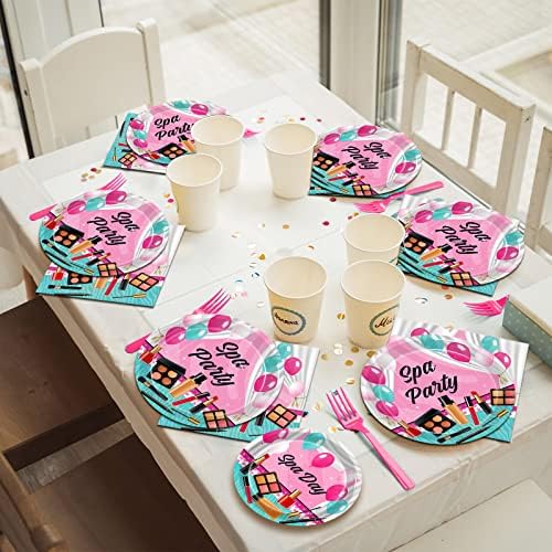 96 Pcs Spa Party Plates and Napkins Set