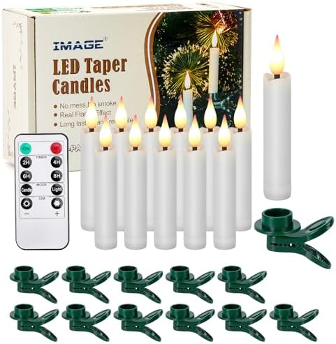 12Pcs Flameless LED Candles with 3D Wick and Clip-on Design