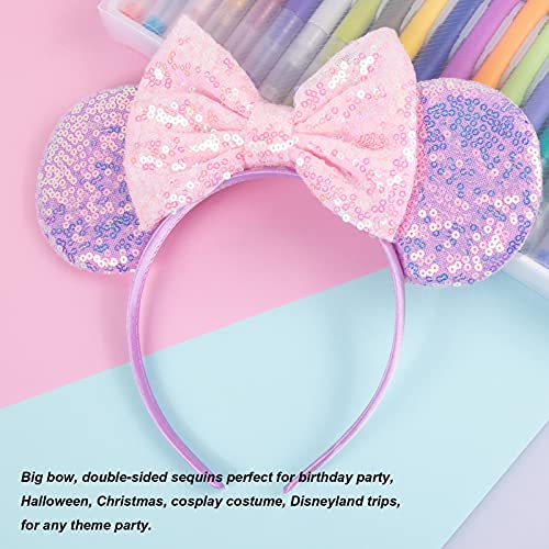 Chuangqi Sparkly Bow Headband with Glitter Ears