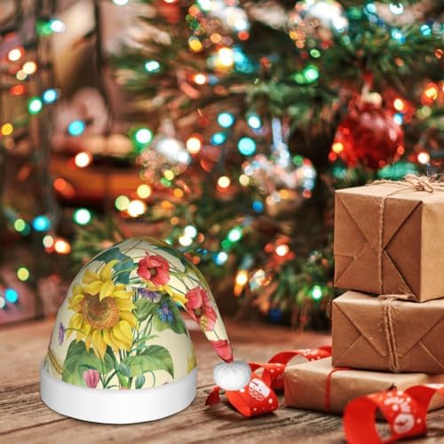 Premium Sunflower Santa Hat for Kids Christmas Party