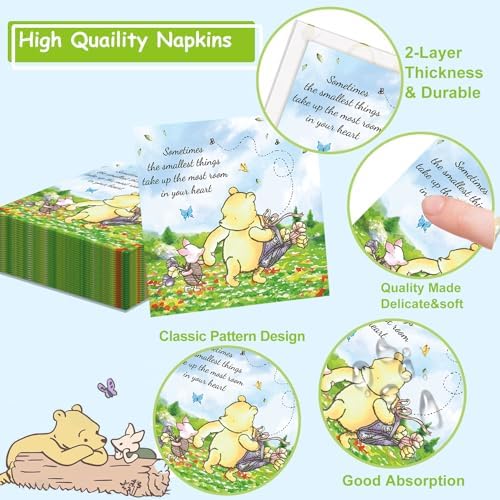 177pcs Vintage Winnie The Pooh Baby Shower Tableware Set