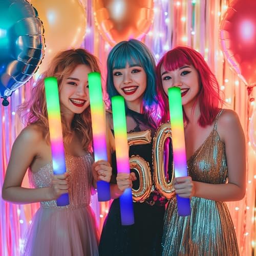 36 Pcs LED Foam Glow Sticks with 3 Color Modes