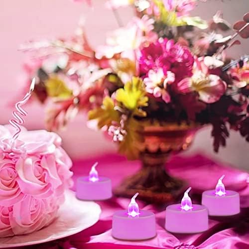LANKER 24 Pack LED Pink Tea Lights Battery Operated Flameless Long Lasting Safe for All Occasions