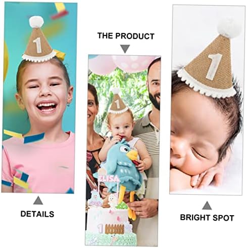 2pcs Linen Birthday Party Hats with Fluffy Design