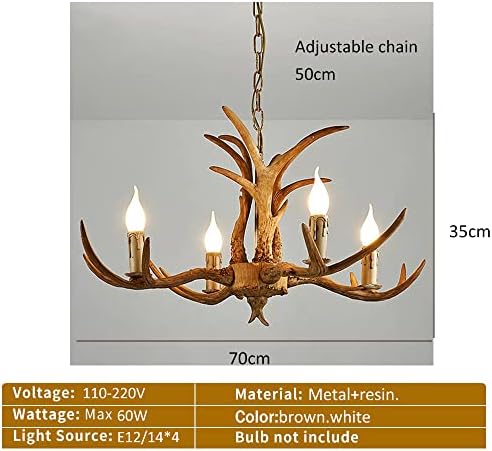 Retro Antler Chandelier 4 Lights Deer Horn Ceiling Light Fixture