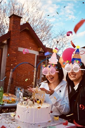 2 PCS Happy Birthday Hats and Sunglasses for Kids Adults