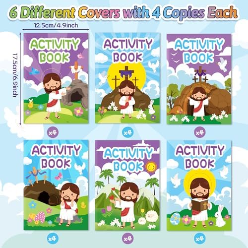 Easter Activity Books for Kids - 24 Pcs Mini Games Coloring Set