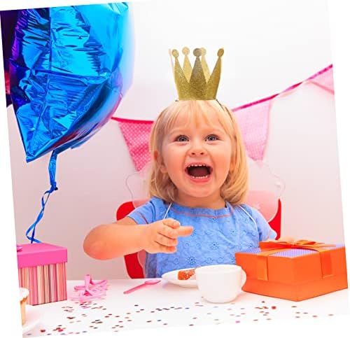 VICASKY 12pcs Glitter Birthday Crowns for Kids Party Decorations and Photo Props