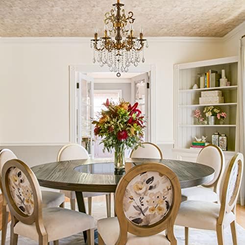 6 Light Antique Gold Crystal Chandelier with Dimmable Function