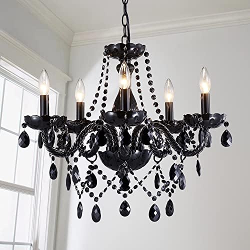 Saint Mossi Modern K9 Crystal Chandelier Black 5 Lights