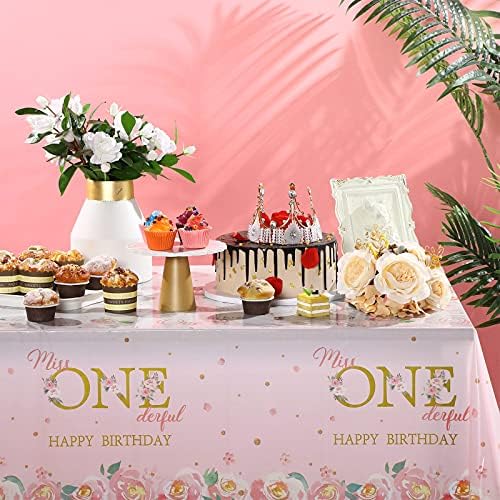 Tatuo 3 Piece 1st Birthday Floral Tablecloth
