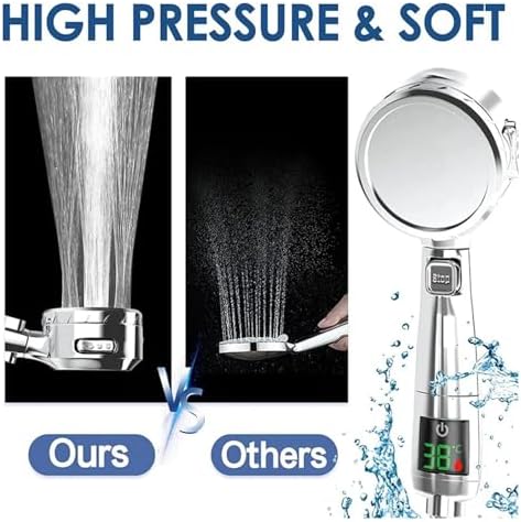 NATTCO High Pressure Handheld Shower Head with Adjustable Spray Temperature and Water Saving Feature