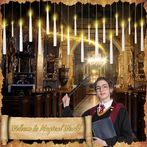 20PCS Floating Candles with Wand Remote Control Flameless LED Halloween Decorations for Home Party Use