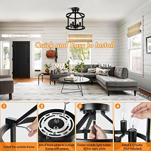 GoBright 4-Light Farmhouse Ceiling Light Fixture