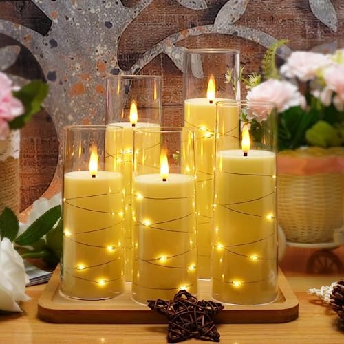 Flameless LED Candles with Timer 5 Pack Ivory