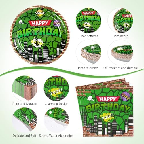 170Pcs Turtle Party Tableware Set for Boys and Teens