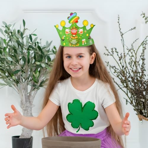 12 Pcs St Patricks Day Paper Crowns - 4 Designs