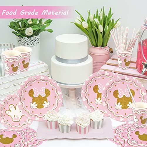 Haimimall Minnie Baby Shower Tableware Set for 20 Guests