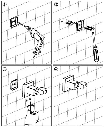 KANARY All Metal Square Handheld Shower Bracket