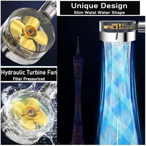 NATTCO Handheld Turbo Fan Showerhead with 5 Filters