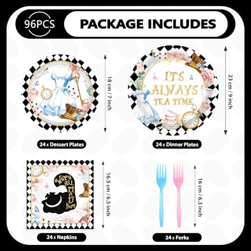 Grencian 96 Pcs Alice in Wonderland Party Decorations
